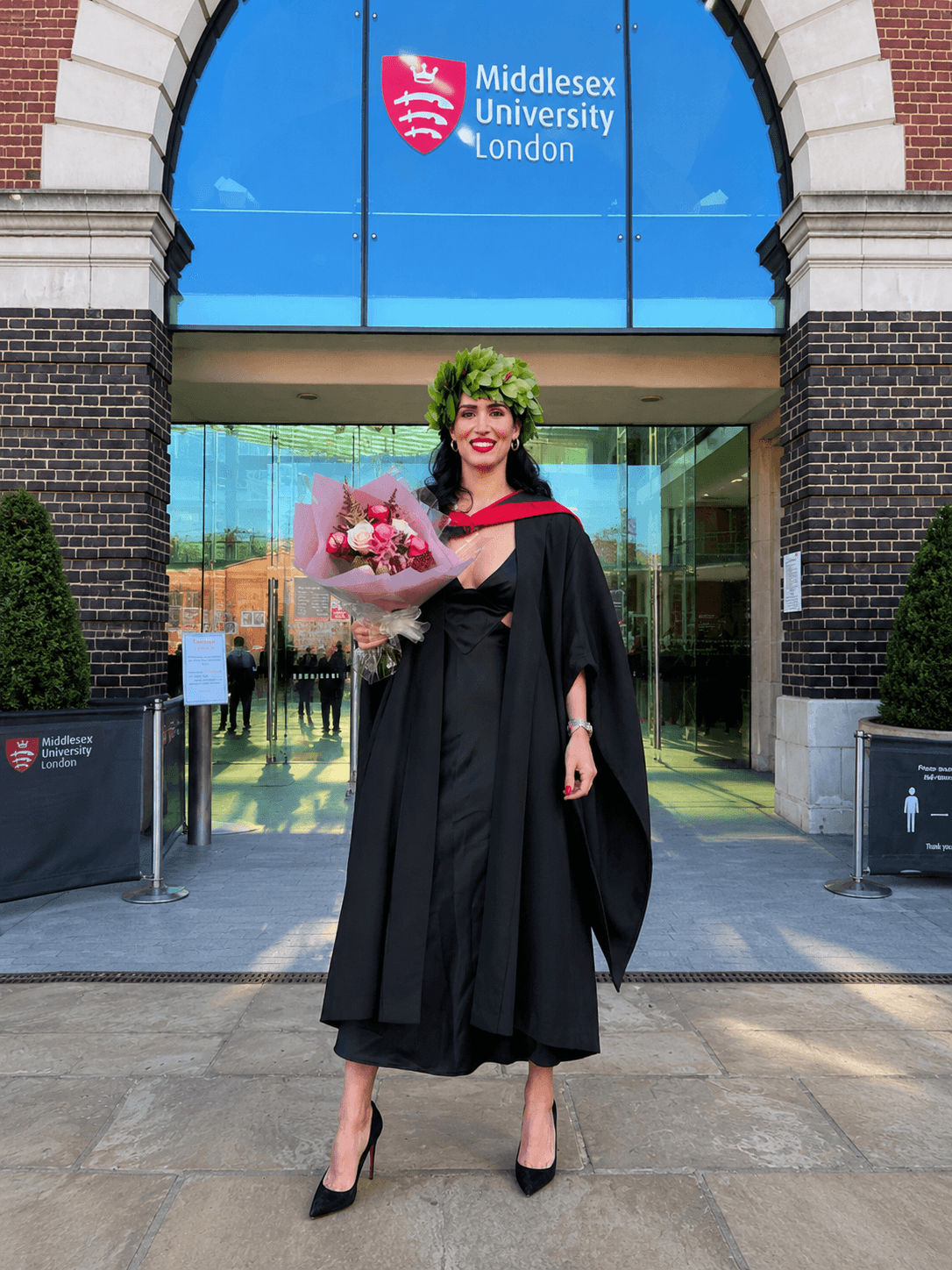 Regina De Berardinis graduating with a BSc (Hons) in Biochemistry from Middlesex University London